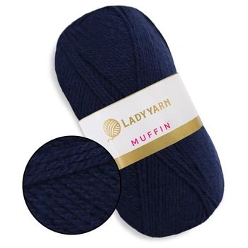 Lady Yarn Muffin, Темно-синій №25 - акрилова пряжа 100 г / 300 м, 100% акрил, для светрів, пледів, іграшок, аксесуарів та килимової вишивки