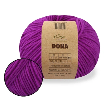 FibraNatura Dona, Фіолет №106-15 - пряжа для в'язання, 50 г / 115 м, 100% мериносова вовна superwash, для светрів, шапок і шарфів