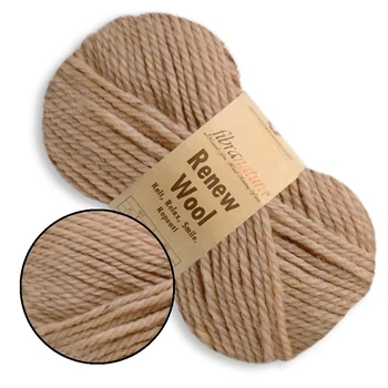 FibraNatura Renew Wool, Бежевий №101 - пряжа для в'язання, 50 г / 100 м, 65% віргінська вовна / 35% перероблена вовна, для светрів, кардиганів