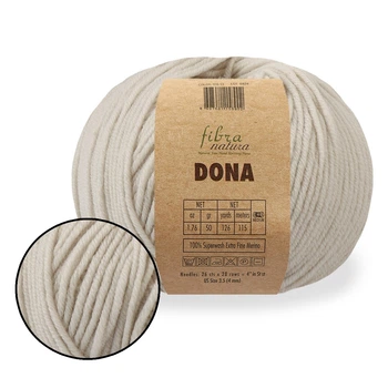 FibraNatura Dona, Слонова кістка №106-38 - пряжа для в'язання, 50 г / 115 м, 100% мериносова вовна superwash, для светрів, шапок і шарфів