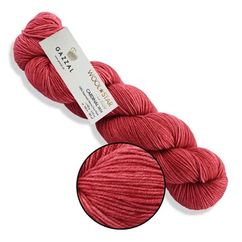 Gazzal Wool Star, Троянда № - 100% мериносова вовна, 100 г / 350 м, пасма ручного фарбування для в'язання светрів, шапок, шарфів, Вул Стар