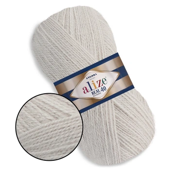 Alize Angora Real 40, Слоновая кость №599 - тонкая полушерстяная пряжа 100 г / 430 м, 40% шерсть / 60% акрил, для шапок, снудов, кардиганов