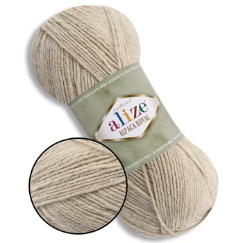Alize Alpaca Royal New, Бежевый меланж №152 – пряжа с альпакой 100 г / 250 м, 15% альпака / 30% шерсть / 55% акрил, для свитеров, кардиганов, шарфов