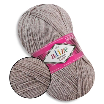 Alize Superwash, Светло-коричневый меланж №207 - тонкая тёплая пряжа для носков и аксессуаров, 100 г / 420 м, 75% шерсть Superwash / 25% полиамид