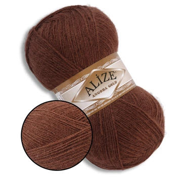Alize Angora Gold, Шоколад №493 – тонкая пряжа с ангорой, 100 г/550 м, акрил 80% / шерсть 20% - для вязания свитеров, шарфов, шалей