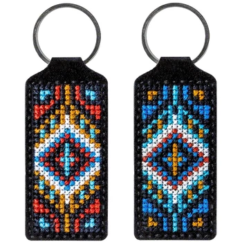 Набор для вишивки нитками брелока на искусственной коже, FLHL-008, 3*13.5см, Wonderland Crafts
