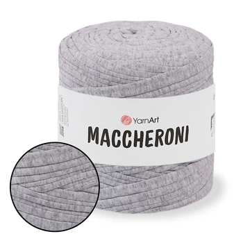 YarnArt Maccheroni, Светло-серый меланж - вторичная трикотажная лентовая пряжа, 90% хлопок, для ковриков, декора, хендмейда (Маччерони)
