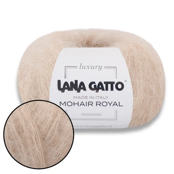 Lana Gatto Mohair Royal, Песочный №5893 - итальянская пряжа кид мохер с нейлоном, 25г / 215м, тонкая, для паутинок, ажурных изделий, свитеров