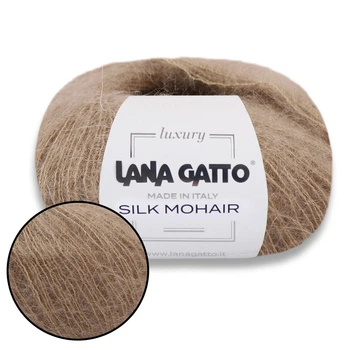 Lana Gatto Silk Mohair, Бежевий №30139 - преміальна тонка пряжа, суперкідмохер із шовком, 25 г / 212 м, для в'язання светрів, шапок, шарфів