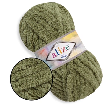 Alize Softy Mega, Хаки №3 - плюшевая толстая пряжа, 100г/70м, Ализе Софти Мега для вязания пледов, игрушек, детской одежды