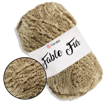 YarnArt Fable Fur, Капучино №968 - мягкая пушистая пряжа с имитацией меха, 100 г / 100 м, 100% микрополиэстер для вязания и игрушек (Фейбл Фур)