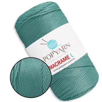 Шнур для макраме Popyarn Macrame L, Бірюза №432, 200 г/190 м, 100% поліпропілен - для в'язання сумок, килимків, кошиків, панно, декору