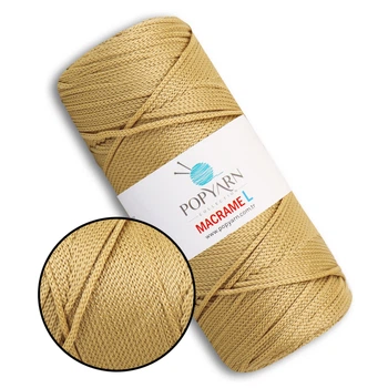 Шнур для макраме Popyarn Macrame L, Золото №417, 200 г/190 м, 100% поліпропілен - для в'язання сумок, килимків, кошиків, панно, декору