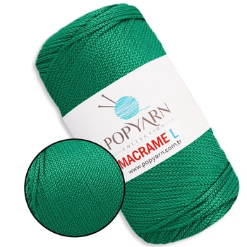Шнур для макраме Popyarn Macrame L, Смарагдово-зелений №405, 200 г/190 м, 100% поліпропілен - для в'язання сумок, килимків, кошиків, панно, декору
