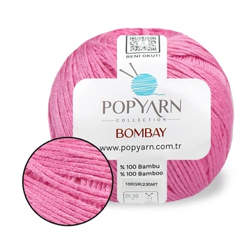 Popyarn Bombay, Ярко-розовый №46, летняя бамбуковая пряжа для детской одежды и вязания крючком или спицами, Попярн Бомбей, 50 г / 115 м