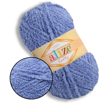 Пряжа для в'язання Alize Softy, Джинс №374, 100% мікрополіестер, 50 г, 115 м - плюшева нитка для спиць і гачка (іграшки, одяг, пледи)
