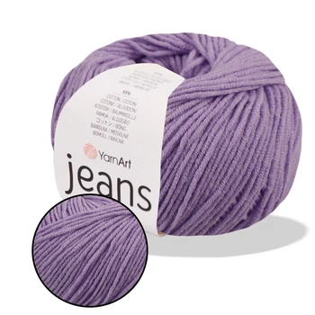 YarnArt Jeans, Сирень №89 – пряжа нити для вязания спицами и крючком (игрушки, одежда), 55% хлопок, 45% акрил, 50 г/160 м, полухлопок Ярнарт