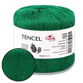 Пряжа з тенселом і паєтками Candy-Yarn Tencel, Смарагд №1011