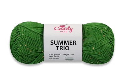 Летняя пряжа Candy-Yarn Summer Trio, Зеленый №13, пряжа с лиоцелом, леном и пайетками, 50 г/175м, нить для вязания топов, маек, летних накидок