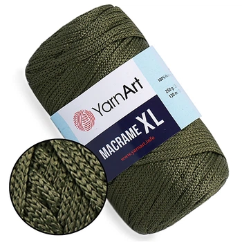 Пряжа YarnArt Macrame XL, Хакі №164, поліестеровий шнур 4 мм, ЯрнАрт Макраме ХЛ нитка для в'язання гачком і спицями, поліестер 100%