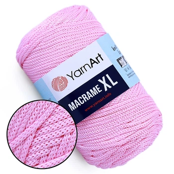 Пряжа YarnArt Macrame XL, Розовый №147, полиэстеровый шнур 3 мм, ЯрнАрт Макраме ХЛ нитка для вязания крючком и спицами, полиэстер 100%