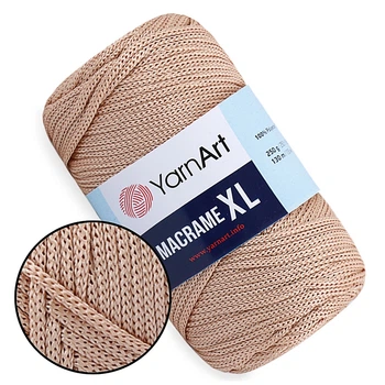 Пряжа YarnArt Macrame XL, Темний беж №131, поліестеровий шнур 4 мм, ЯрнАрт Макраме ХЛ нитка для в'язання гачком і спицями, поліестер 100%