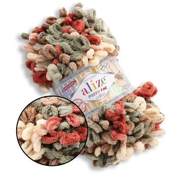 Alize Puffy Fine Color, №6039 (100г/14м) плюшева фантазійна пряжа з готовими петлями для в'язання руками пледа іграшок та балаклави, Алізе Пуффі Файн