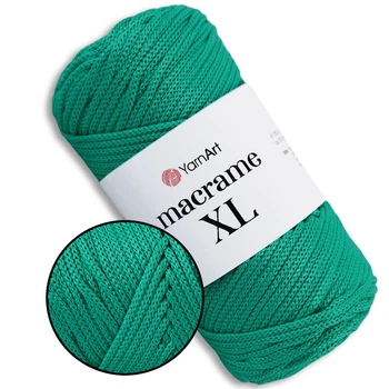 Пряжа YarnArt Macrame XL, Нефрит №168, полиэстеровый шнур 3 мм, ЯрнАрт Макраме ХЛ нитка для вязания крючком и спицами, полиэстер 100%
