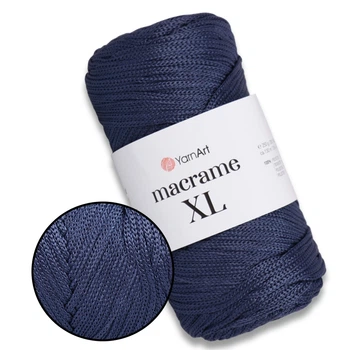 Пряжа YarnArt Macrame XL, Темно-синий №162, полиэстеровый шнур 4 мм, ЯрнАрт Макраме ХЛ нитка для вязания крючком и спицами, полиэстер 100%