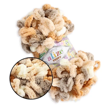 Alize Puffy Color, №5926 (100г/ 9м) плюшева фантазійна пряжа з готовими петлями для в'язання руками пледа іграшок і балаклави, Алізе Пуффі, Алізе Пуфф