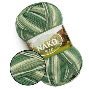 Пряжа Nako Boho, №81815 полушерстяная нить для вязания джемперов, кофт, перчаток, носков, шапок, шарфов и других зимних изделий спицами и крючком, мер