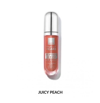 Блеск-сыворотка для губ с пептидами Avon Make up + Care Peptide Serum Lip Gloss + Hyaluronic Acid, vitamin E&SPF 20 в оттенке Сочный персик Juicy Peach 7 мл