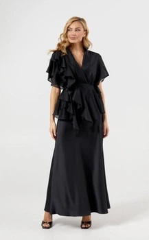 Женская юбка миди из сатина на резинке Виват STYLE NIKA MKSN2415 - 50, Чорний