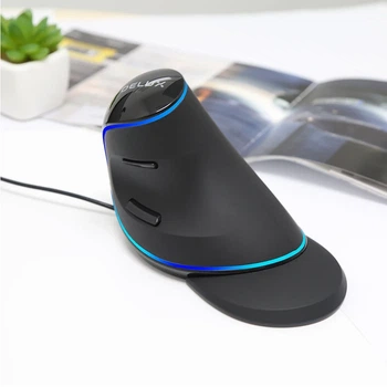 Вертикальная проводная мышь Delux M618P Blue, подсветка, 6 кнопок, 400–4000 DPI