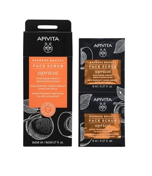 Скраб для обличчя Apivita Express Beauty М'яке відлущування з абрикосом 2*8мл