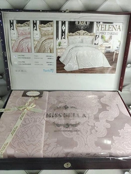 Покривало жаккардове Miss Bella Yelena pudra 240х260см з наволочками