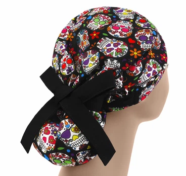 Медична шапочка жіноча PonyTopHat універсальна принт Череп мексиканський
