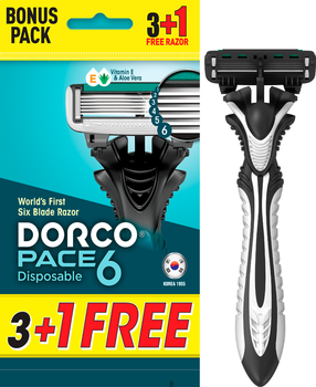 Бритвы одноразовые Dorco Pace 6 для мужчин, 6 лезвий (4 шт)