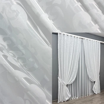Комплект готовых штор VR-Textil Жаккард Вензель № 418ш Белый 100х270 см 2 шт (31-558)