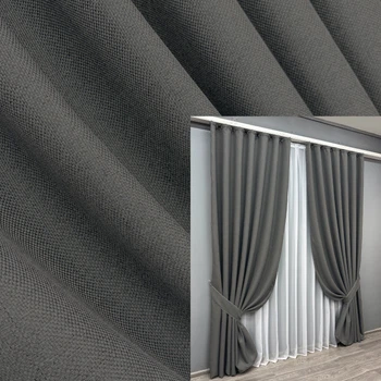 Комплект готовых штор VR-Textil Лен-блэкаут № 1220ш Серый 150х270см 2 шт (33-0038)