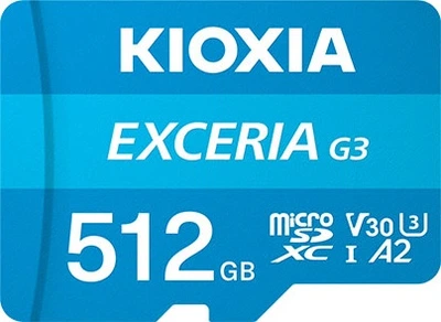 Карта пам'яті KIOXIA Exceria G3 microSDXC 512GB Class 10 UHS-I + SD адаптер (LMEX3L512GG2)