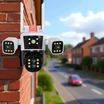 Вуличная WiFi камера 12MP з оглядом 360° та 3 об'єктивами