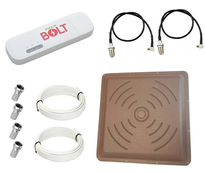 Комплект 3G 4G LTE модем WiFI роутер Bolt E8372h-153 с панельной антенной КВАДРАТ MIMO 2x24 дБи