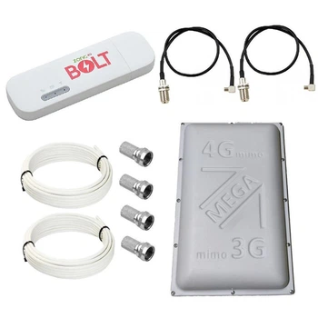 Комплект WiFi роутер 3G 4G LTE модем Bolt E8372h-153 с панельной антенной MEGA MIMO v.2 2x18 дБи