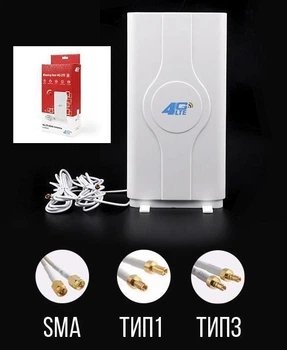 Антенна панельная MIMO 3G/4G 700-2600 МГц 9 дБи SMA - усилитель сигнала модемов и роутеров, настольная