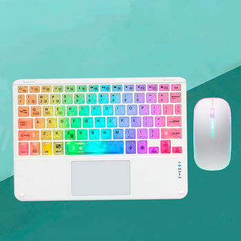Планшет Клавіатура KOYO з підсвічуванням, тачпадом та мишою white Russian Bluetooth