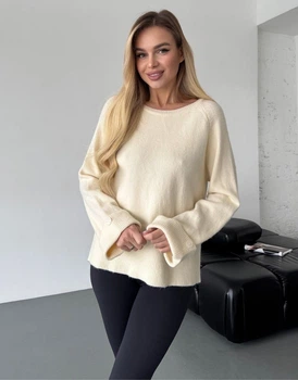 Свитер с пуговицами на рукавах 111809 One size Бежевый