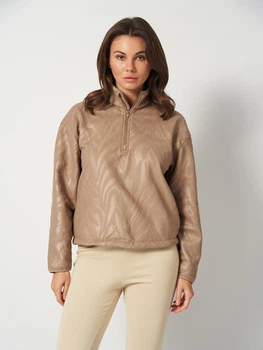 Толстовка на молнии флисовая без капюшона женская Adidas Aop Polar Fleece JX3122 S Коричневая (4068809115529)