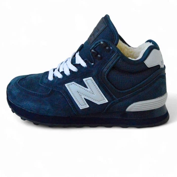 Жіночі кросівки зимові NB 574 Fur Blue Grey 37 (23,5 см) Синій