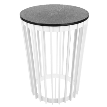 Stolik kawowy Kadax K12548 Aytre okrągły z ażurową konstrukcją 54 cm Czarno-biały (5906638323106)